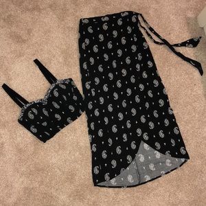 Matching crop top and high low skirt